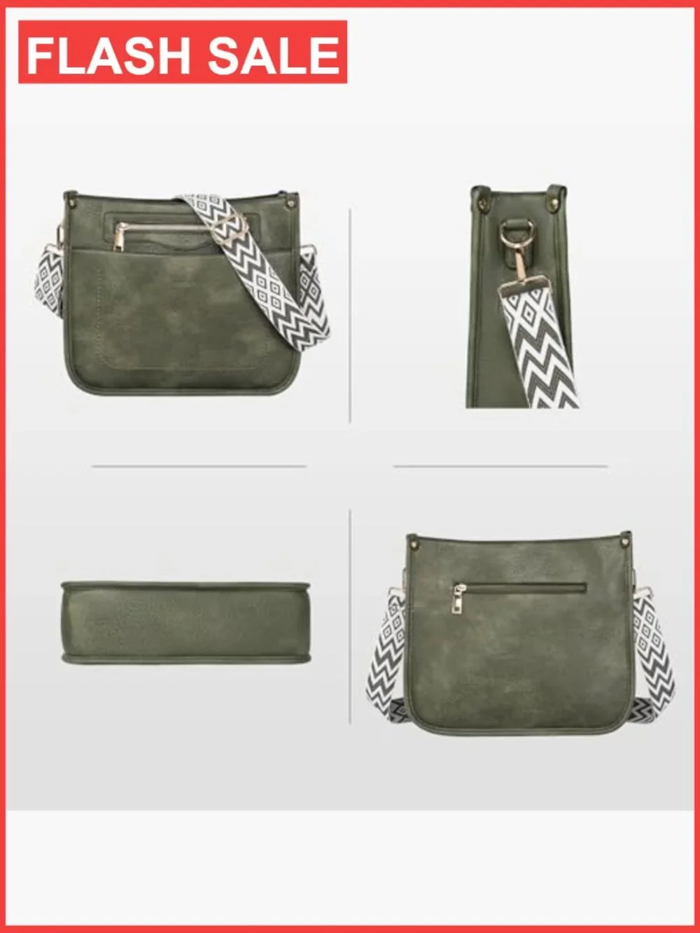 Vegan Leather Hobo Crossbody Bag & Wallet Set with Adjustable Strap